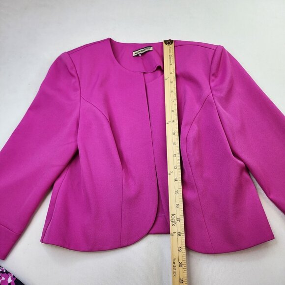 Maya Brooke Dress 2pc Jacket 10 Navy Pink Midi Mother Bride Groom Wedding Event - Picture 11 of 16